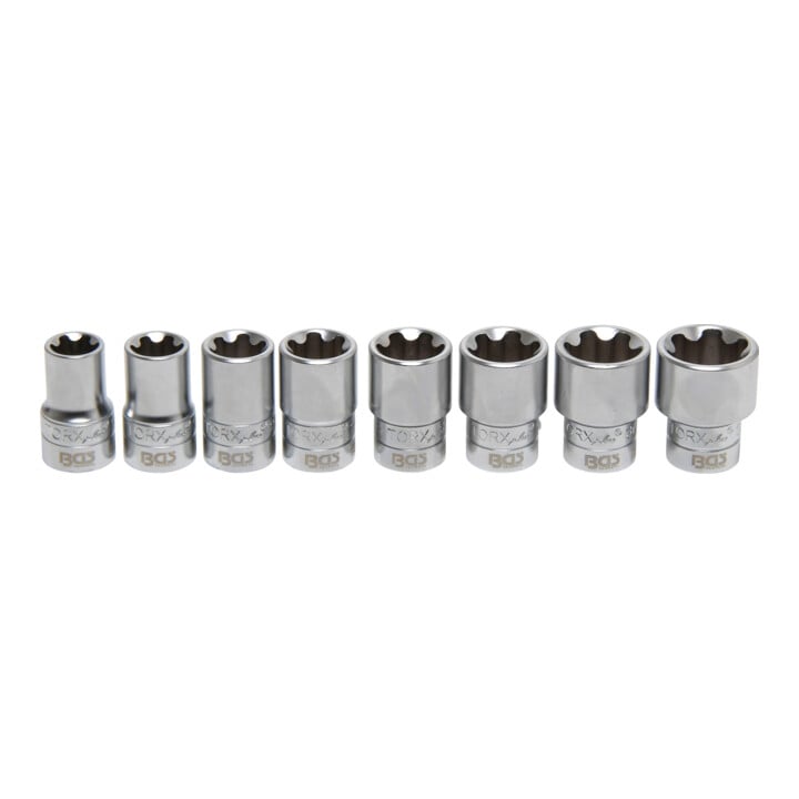 Jeu de douilles, profil T Plus (pour TX Plus) 12,5 mm (1/2") 18EP - 32EP 8 pièces Kraftmann