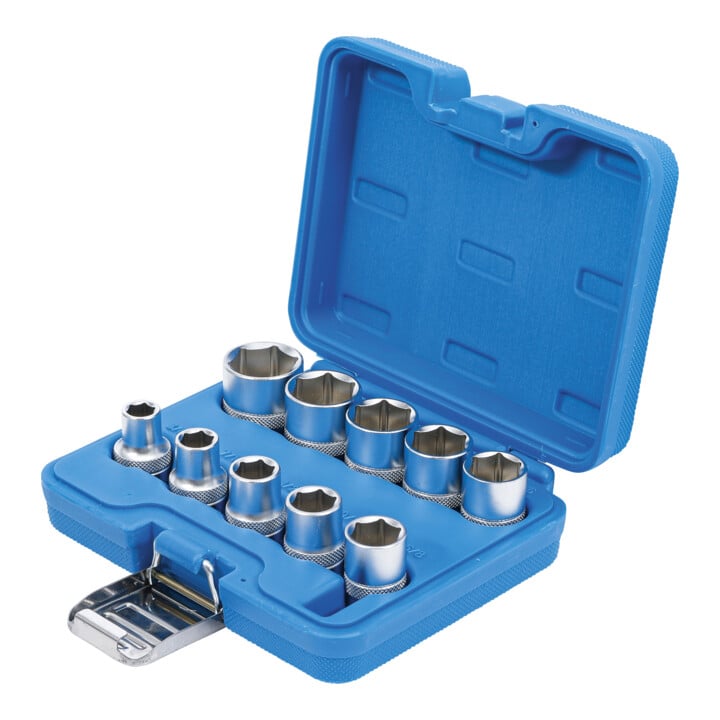 Jeu de Douilles, six pans 12,5 mm (1/2") en pouces 10 pièces BGS