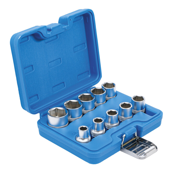 Jeu de Douilles, six pans 12,5 mm (1/2") en pouces 10 pièces BGS