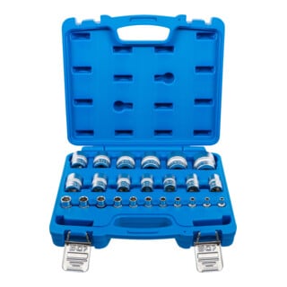 Jeu de douilles, six pans 6,3 mm (1/4"), 12,5 mm (1/2") en pouce 24 pièces BGS