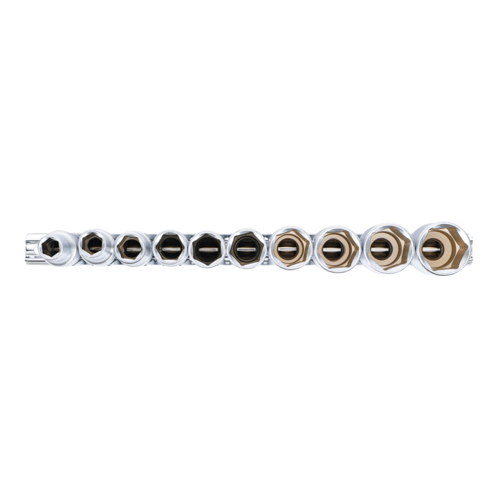 Jeu de douilles six pans, profondes 12,5 mm (1/2") en pouce 10 pièces BGS