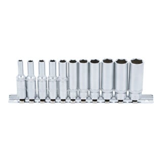 Jeu de Douilles, six pans, profondes 6,3 mm (1/4") 4 – 13 mm 11 pièces BGS