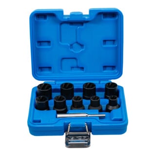 Jeu de douilles spiralées/extracteur de vis 12,5 mm (1/2") 10 - 19 mm 10 pièces Kraftmann