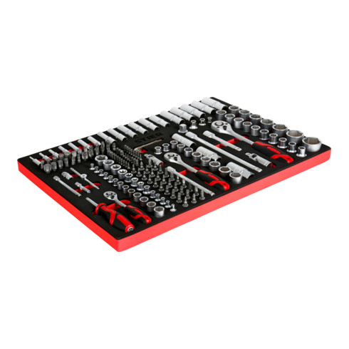 Jeu de douilles STIER 1/4" 3/8" 1/2"  179 pcs dans un plateau en mousse tendre (EVA)