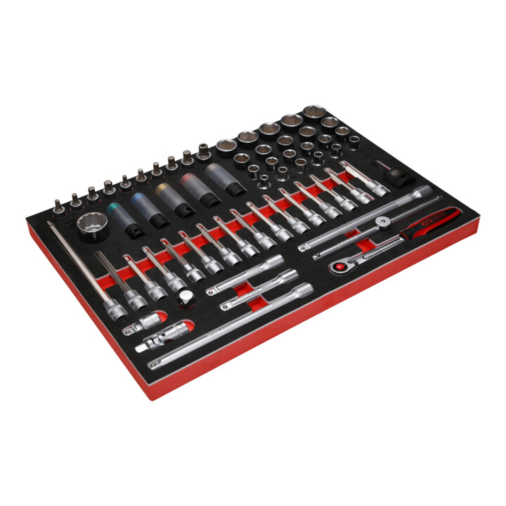 Jeu de douilles tournevis 1/2" dans insert en mousse, 64 pcs KS Tools
