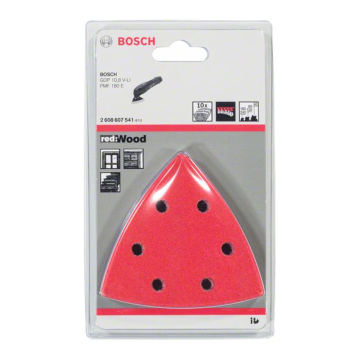 Jeu de feuilles abrasives Bosch pour Multi-Cutter 10 pièces 93 mm 60 80 80 120 120 180 240