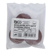 Jeu de feuilles abrasives pour ponçeuse excentrée Ø 30 mm Cal. 60 - 80 - 120 30 pièces BGS-3