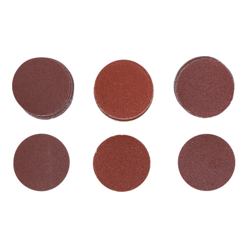 Jeu de feuilles abrasives pour ponçeuse excentrée Ø 50 mm Cal. 60 - 80 - 120 30 pièces BGS