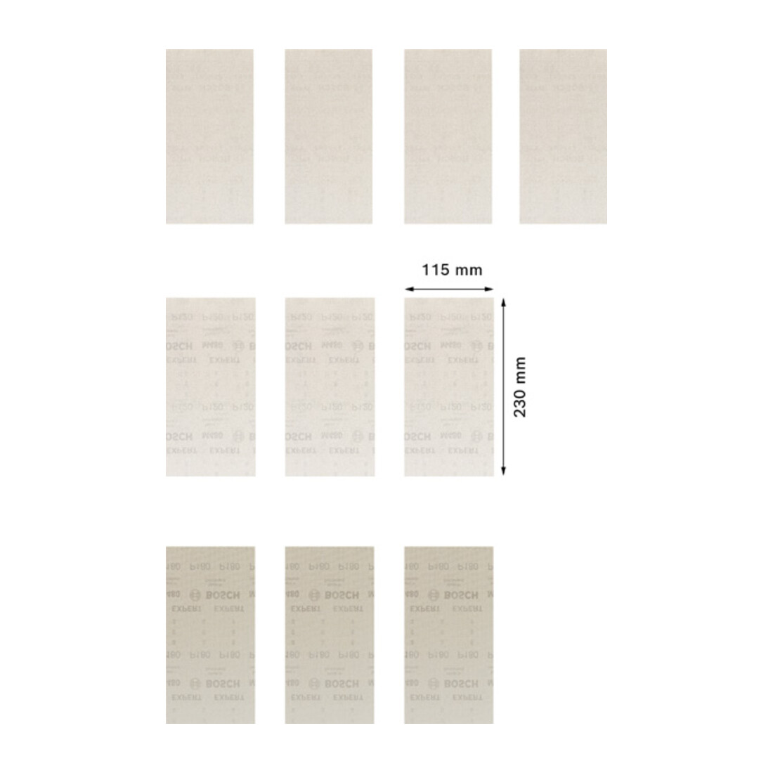 Jeu de filets abrasifs Bosch Expert M480, 115 x 230 mm