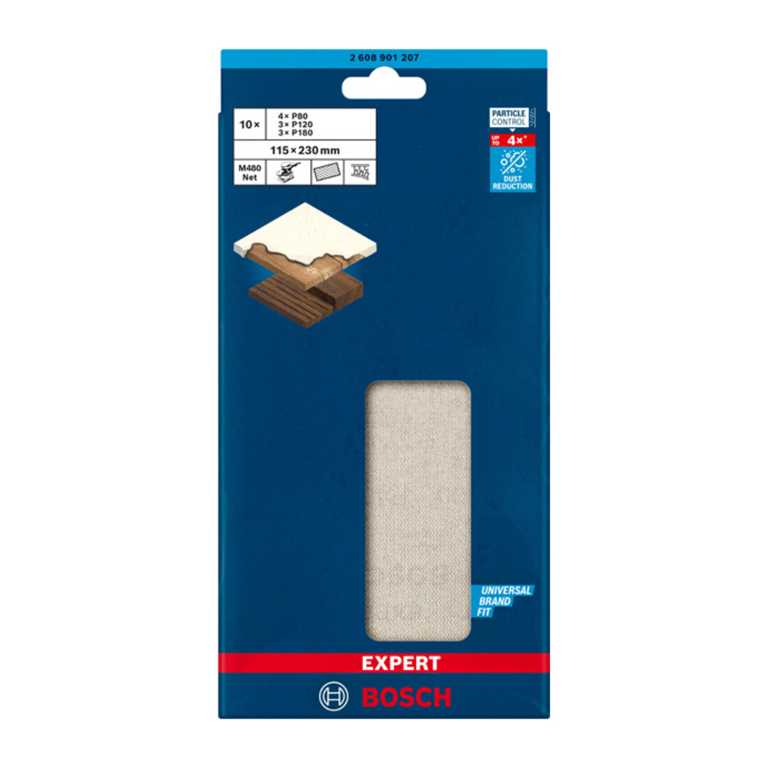 Jeu de filets abrasifs Bosch Expert M480, 115 x 230 mm