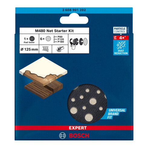 Jeu de filets abrasifs Bosch Expert M480, 125 mm