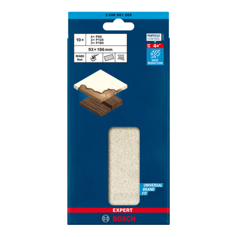 Jeu de filets de ponçage Bosch Expert M480, 93 x 186 mm