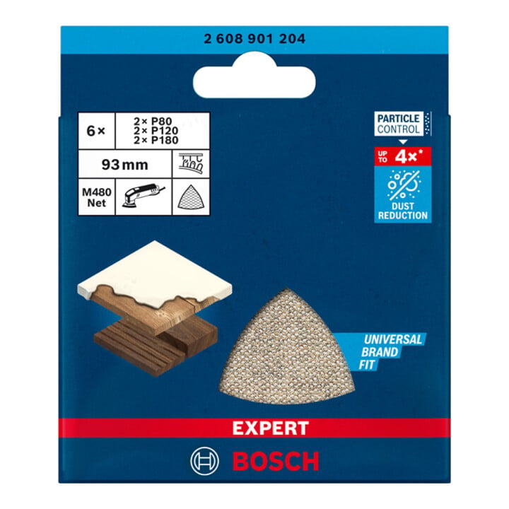 Jeu de filets de ponçage Bosch Expert M480, 93 x 93 mm