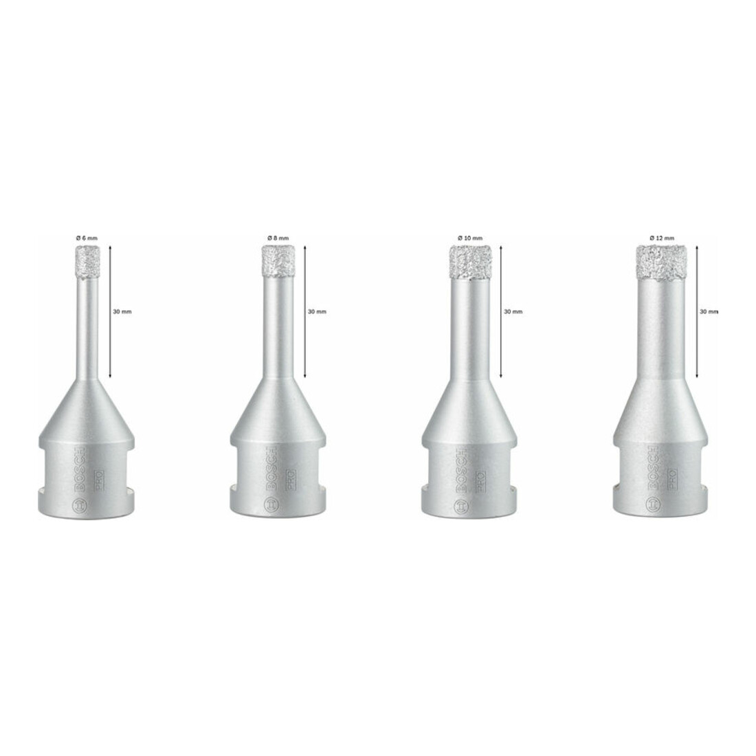 Jeu de forets à diamant Bosch Dry Speed, 4 pièces, 6 - 12 mm