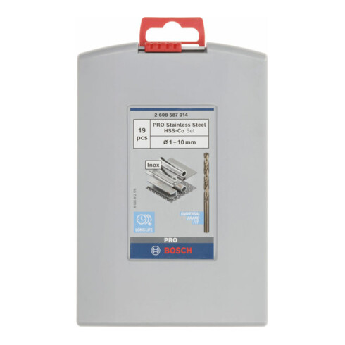 Jeu de forets à métaux Bosch HSS-Co (alliage de cobalt), ProBox 19 pièces DIN 338 1-10 mm
