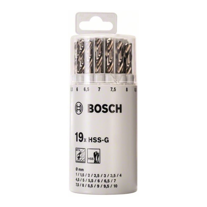 Bosch Jeu de forets à métaux HSS-G, DIN 338, 135°, 1 - 10 mm, boîte ronde en plastique