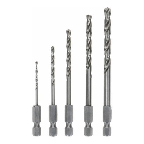 Jeu de forets à métaux Bosch HSS-G, DIN 338 avec tige hexagonale, 135°, 2 - 6 mm