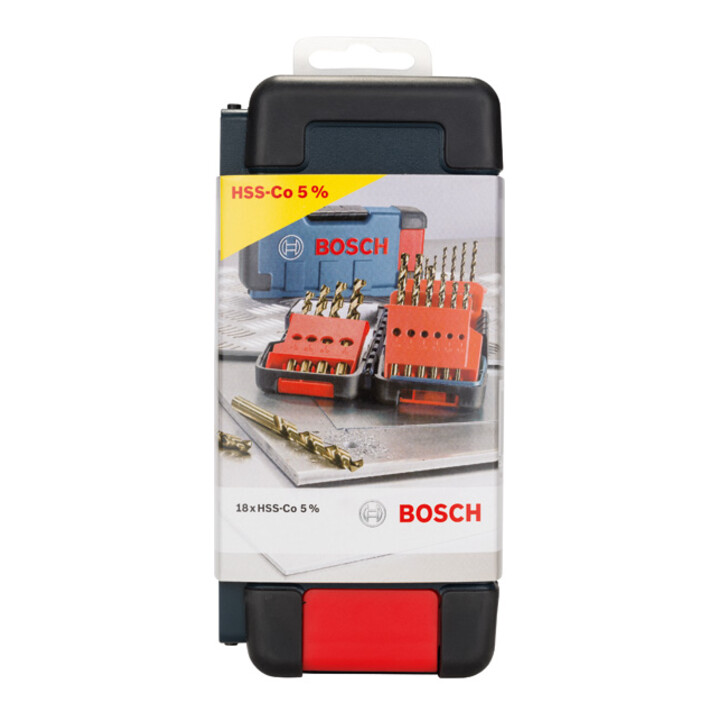 Jeu de forets à métaux Toughbox Bosch 18 pièces HSS-Co, DIN 338, 135