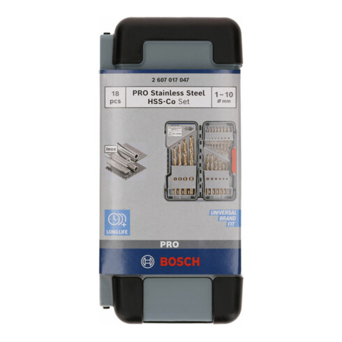 Jeu de forets à métaux Toughbox Bosch 18 pièces HSS-Co, DIN 338, 135