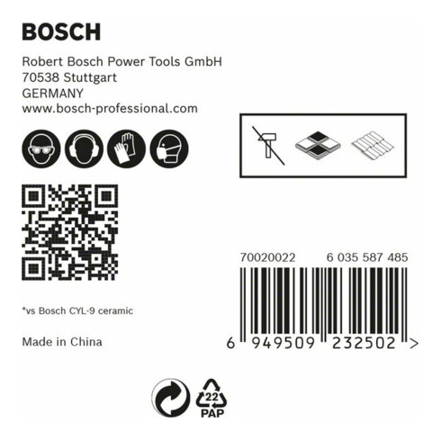 Jeu de forets à tuiles Bosch Expert Hard Ceramic HEX-9, 5 mm