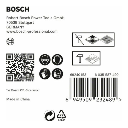 Jeu de forets Bosch Expert Hard Ceramic HEX-9, 6 mm, jeu mixte