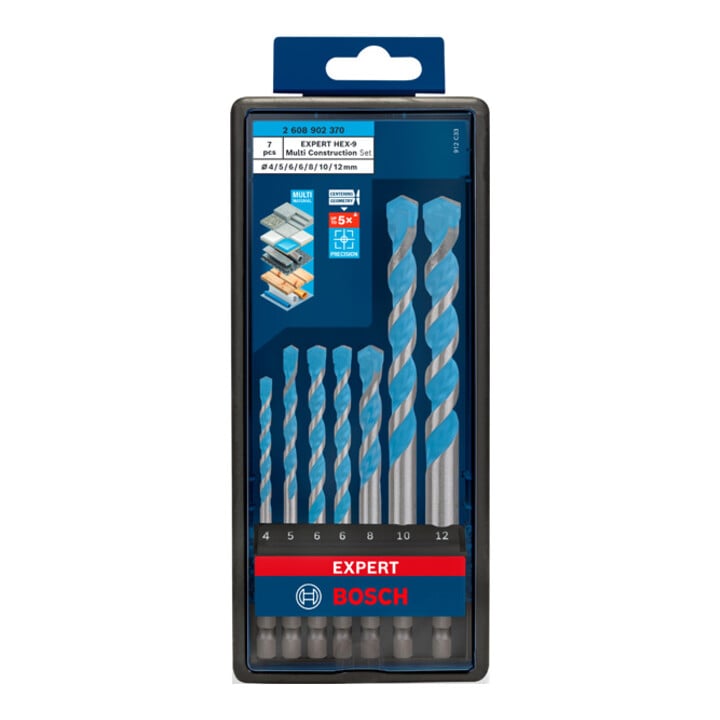 Jeu de forets Bosch EXPERT HEX-9 Multi Construction, 7 pièces