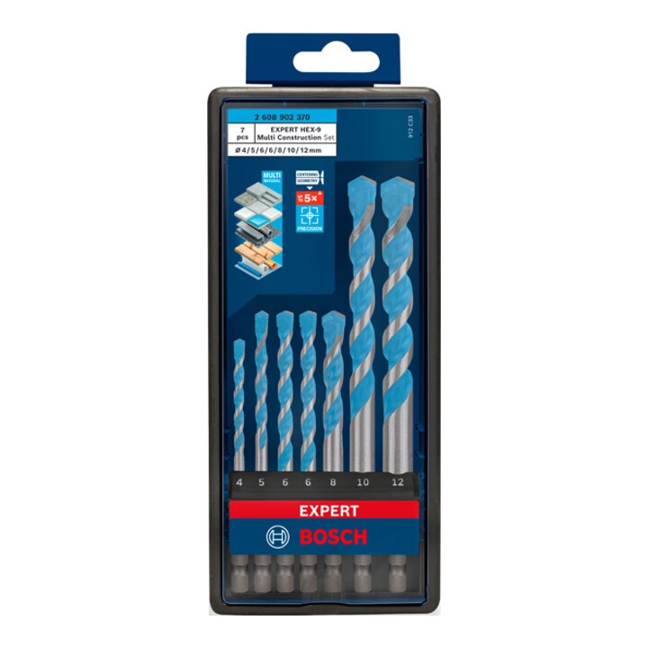 Jeu de forets Bosch EXPERT HEX-9 Multi Construction, 7 pièces