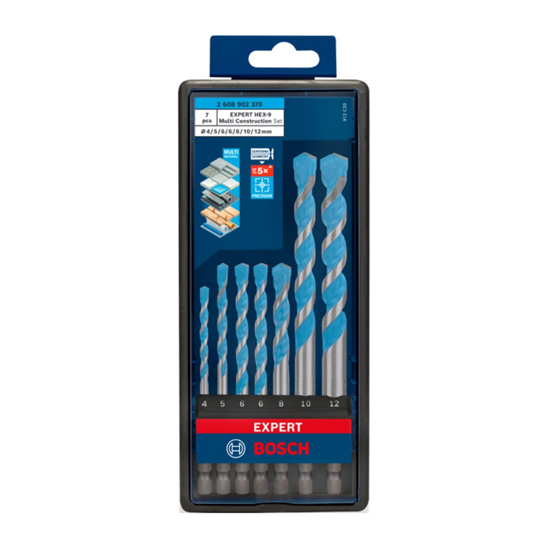 Jeu de forets Bosch EXPERT HEX-9 Multi Construction, 7 pièces