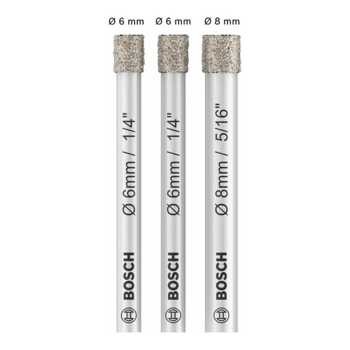 Jeu de forets diamantés Bosch Expert for Ceramic (6, 6, 8 mm)