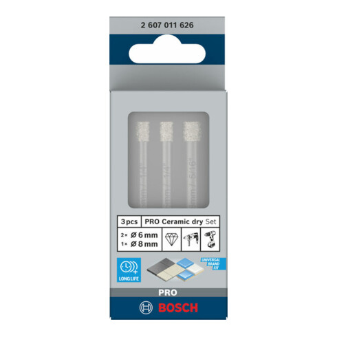 Jeu de forets diamantés Bosch Expert for Ceramic (6, 6, 8 mm)