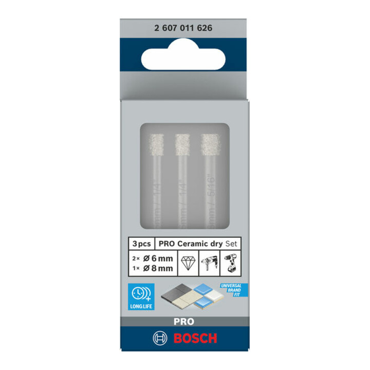 Jeu de forets diamantés Bosch Expert for Ceramic (6, 6, 8 mm)