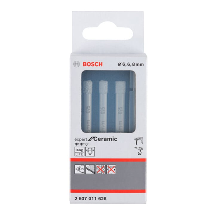Jeu de forets diamantés Bosch Expert for Ceramic (6, 6, 8 mm)