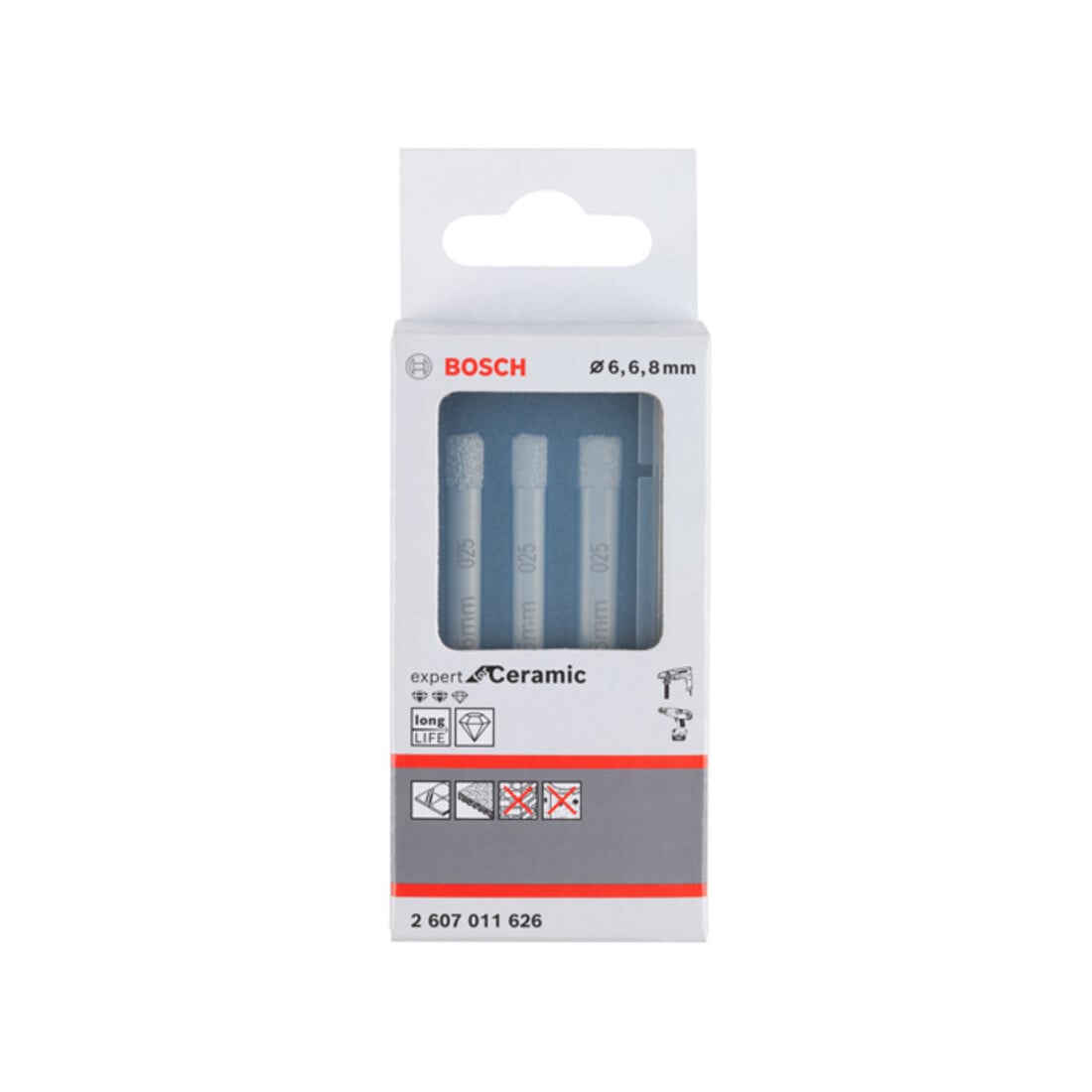 Jeu de forets diamantés Bosch Expert for Ceramic (6, 6, 8 mm)
