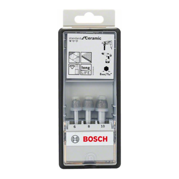 Jeu de forets diamantés Bosch Robust Line Standard pour céramique 3-pièces 6 - 10 mm