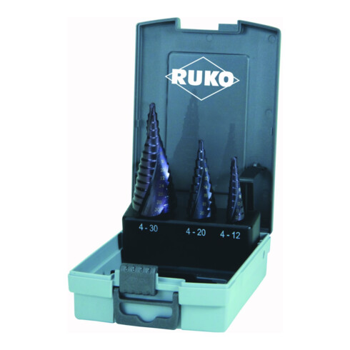 Jeu de forets étagés Ruko HSS-TiAlN en cassette plastique (ABS)