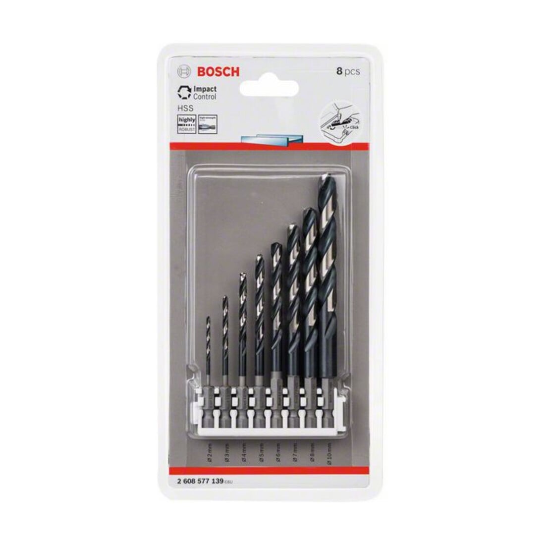 Jeu de forets hélicoïdaux Bosch HSS Twist Drill Control avec tige hexagonale 8 pièces 2 - 10 mm