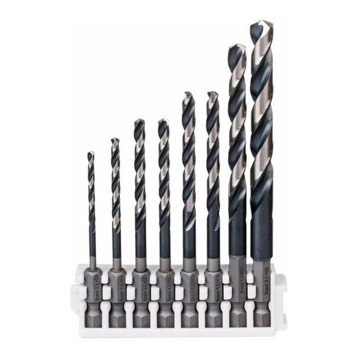 Jeu de forets hélicoïdaux Bosch HSS Twist Drill Control avec tige hexagonale 8 pièces 2,5 - 8,5 mm