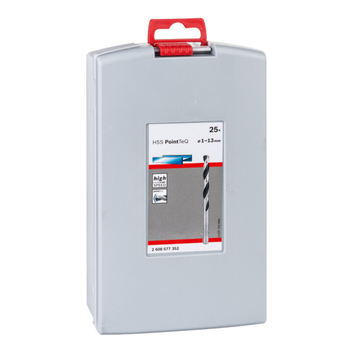 Jeu de forets hélicoïdaux pour métaux HSS Bosch PointTeQ, DIN 338, ProBox de 25 pièces