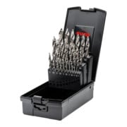 Jeu de forets hélicoïdaux Ruko ULTIMATECUT DIN 338 type FLOWSTEP pointe, HSS-G en cassette plastique ABS - 25 pcs.