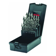 Jeu de forets hélicoïdaux Ruko ULTIMATECUT DIN 338 type FLOWSTEP pointe, HSS-G en cassette plastique ABS - 25 pcs.