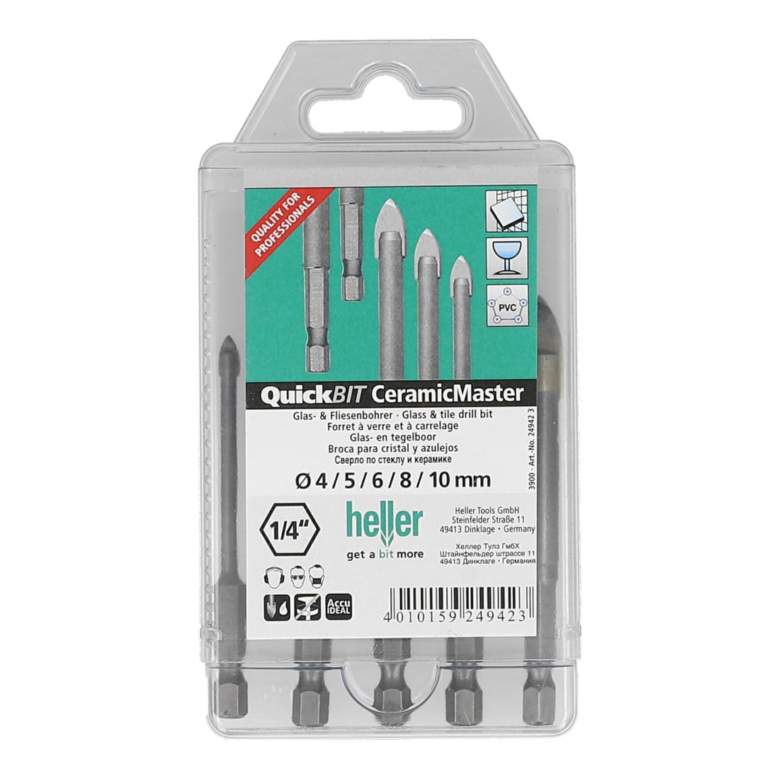 Jeu de forets/mèches QuickBit® Ceramik Master 5pces D. 4, 5, 6, 8, 10 mm queue 6