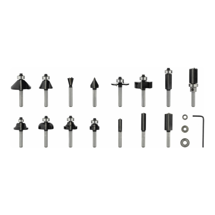 Jeu de fraises Bosch, queue de 6 mm, 15 pièces