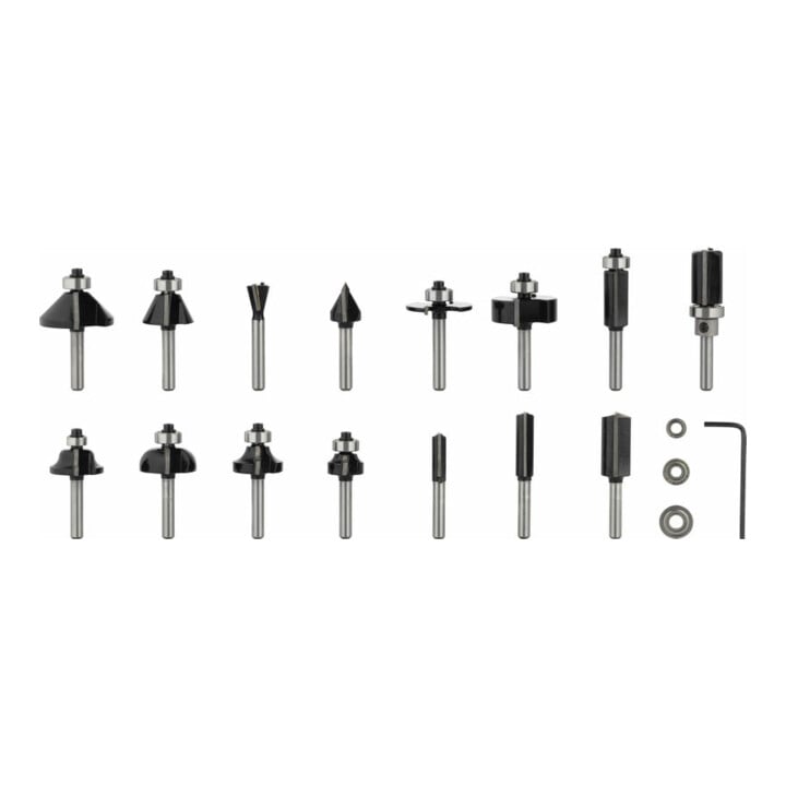 Jeu de fraises Bosch, queue de 6 mm, 15 pièces