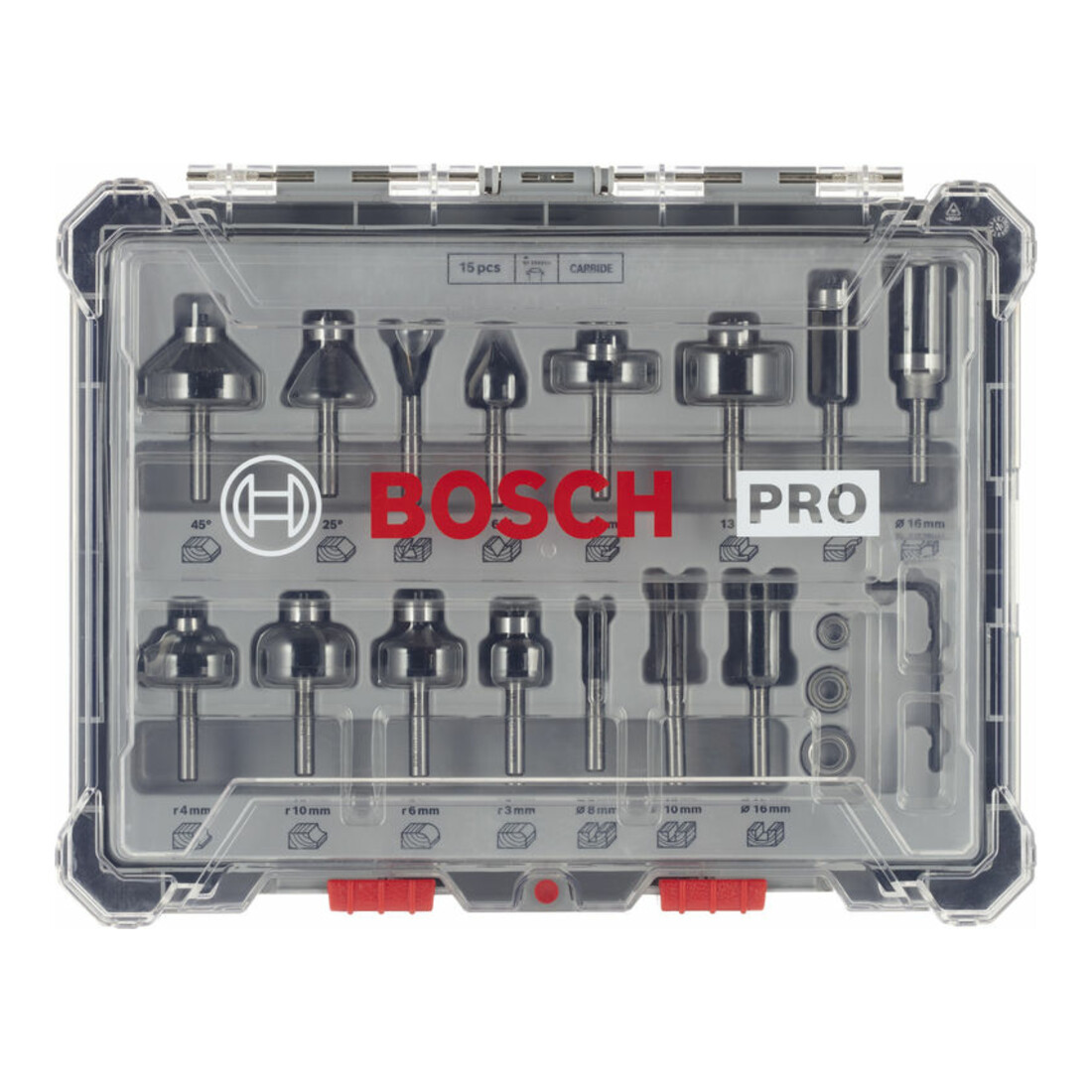 Jeu de fraises Bosch, queue de 6 mm, 15 pièces