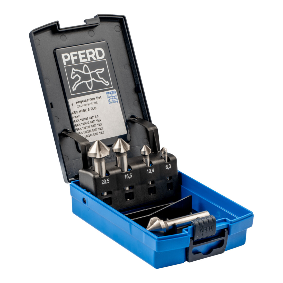 Jeu de fraises PFERD HSSE DIN 335 C90 degrés, diamètre extérieur 5 mm