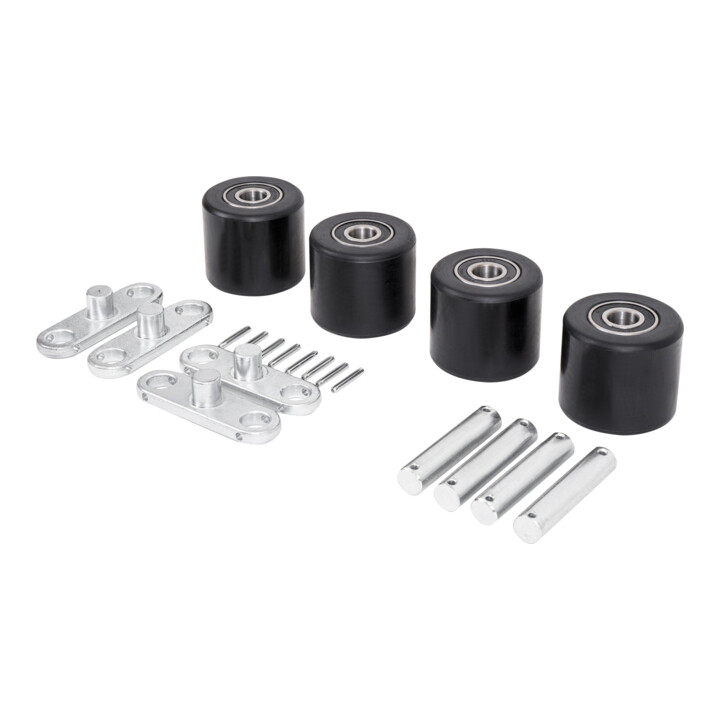 Jeu de galets tandem en nylon STIER avec axes + bascules pour transpalettes