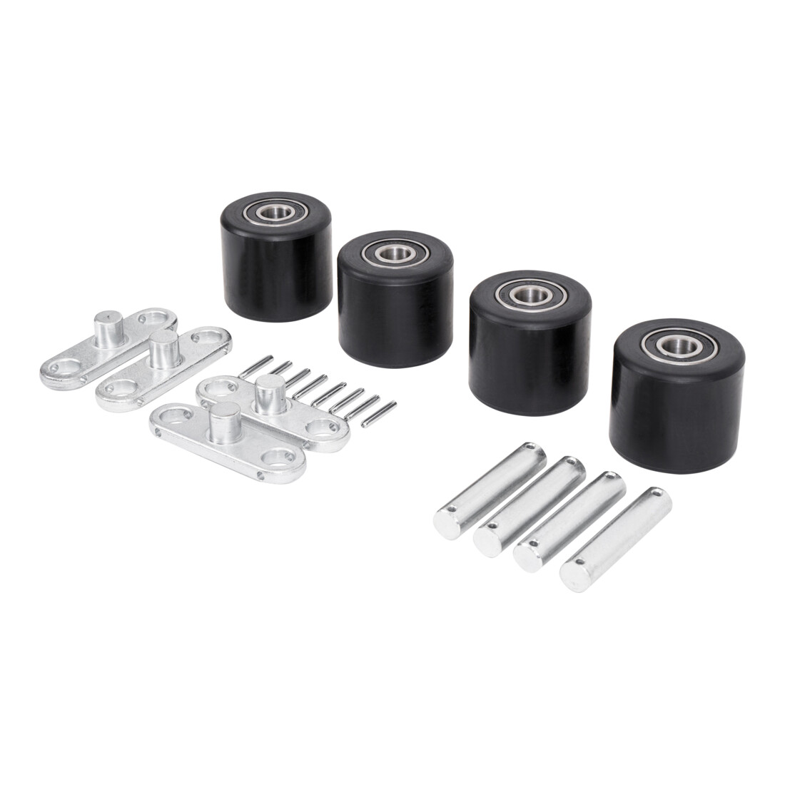 Jeu de galets tandem en nylon STIER avec axes + bascules pour transpalettes