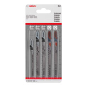 Jeu de lames de scie sauteuse Bosch arbre à cames en bois et en plastique 5 pièces-1
