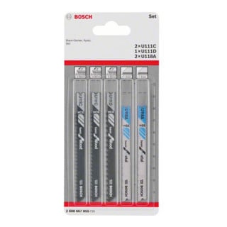 Jeu de lames de scie sauteuse Bosch Basic pour arbre universel 5 pièces en bois et métal