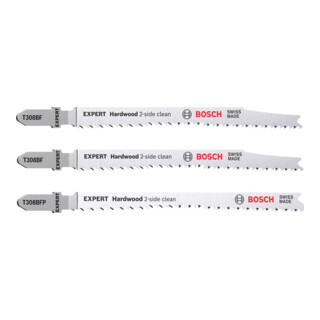 Jeu de lames de scie sauteuse Bosch Expert "Hardwood 2 side clean
